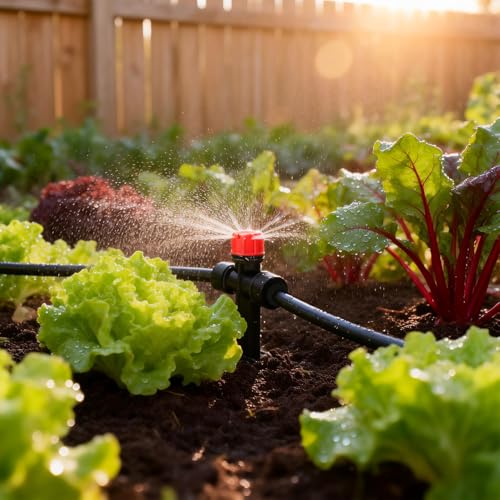 RedChili 10 Pieces Quick Connect Drip Emitters for 1/4" Drip Irrigation Tubing, Adjustable 360 Degree Stream Emitters with Stake Two Way Full Circle 8 Hole Stream Drippers for Garden Watering System - size: 22P Stream(Push,2 Way)