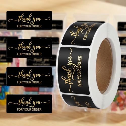 125Pcs Black Gold Foil Thank You for Your Order Labels, Shipping Seals | 125Pcs black gold foil thank you labels seal shipping envelopes, packaging boxes, small-business orders, gifts, or favors. - color: 125pcs- Black Gold Foil Thank You