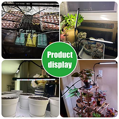 3 Head Grow Lights for Indoor Plants, Upgrade 126 LEDs Clip Plant Lights, Full Spectrum Red White LED Plant Growing Lamps with Flexible Gooseneck, 3/9/12H Timer, 3 Spectral Modes, 10 Dimmable Levels - size: 3 Head 1 Pack