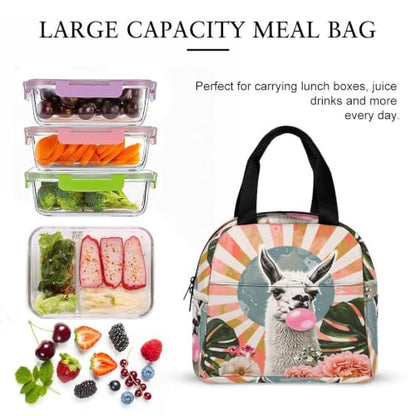 Funny Llama Alpaca Lunch Bag for Women Men | Insulated Lunch Box Leakproof Food Meal Containers Reusable Foldable 6L Capacity Lunch Tote Bags for Work Picnic Travel - color: Style 3