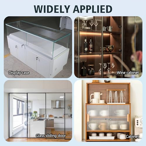 4 Pack Sliding Glass Door Ratchet Locks Display Case Lock with Chrome Finish Keyed Alike Fits 4-8mm Glass Secure Showcase Display Case Lock for Cabinets