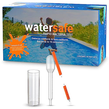 Pool and Spa Rapid Bacteria Test by Watersafe, Detects Down to 1 Bacteria/μL, including E. coli, Salmonella and More, Pack of 10