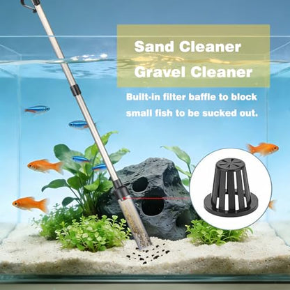 Carefree Fish Aquarium Gravel Vacuum Sand Cleaner with 6Ft Pipe Fish Tank Water Changer Adjustable Length ABS(for 3~8Gal Tank) - size: 3~8Gal