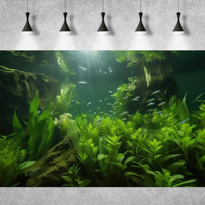 Underwater Aquarium Background Lush Green Aquatic Seagrass with Sunbeams Fish Tank Background Underwater Stone with Moss Tropical Fish Terrarium Background Underwater Fish Tank Backdrop 24x12in - color: Leaf Green, size: 24(W)x12(H)in