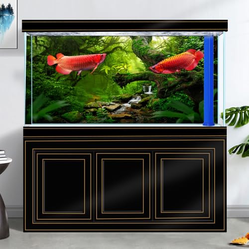 72X24IN Tropical Forest Green Huge Tree Reptile Habitat Aquarium Background, Green Natural Landscape Rainforest Fish Tank Decorations Background, Nature Art Terrarium Background - size: 72X24in/180X60cm