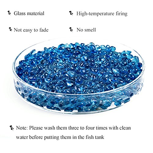 2 Pounds Landscape Glass Pebble Gravel Sand Fit for Aquariums Succulent Plants Terrarium Landscape, Natural Blue