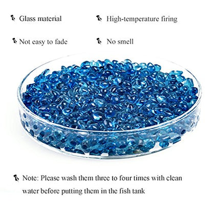 2 Pounds Landscape Glass Pebble Gravel Sand Fit for Aquariums Succulent Plants Terrarium Landscape, Natural Blue