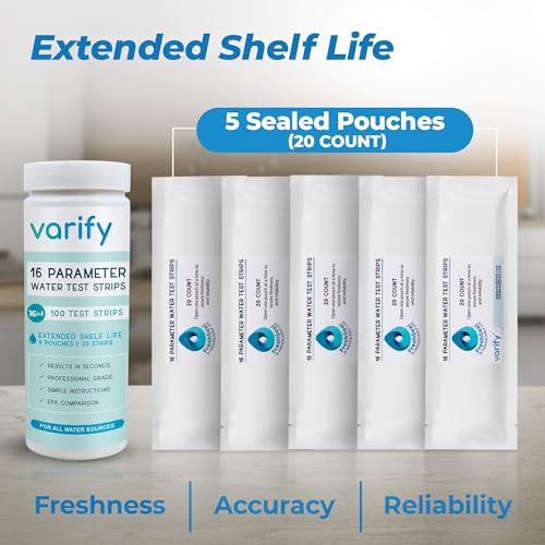 17in1 Complete Drinking Water Test Kit - 100 Strips + 2 Bacteria Tester Kits - Well, Tap, Home, City Water Testing Strip for Lead, Alkaline, Chlorine, Hardness, Iron, Fluoride, Copper & More