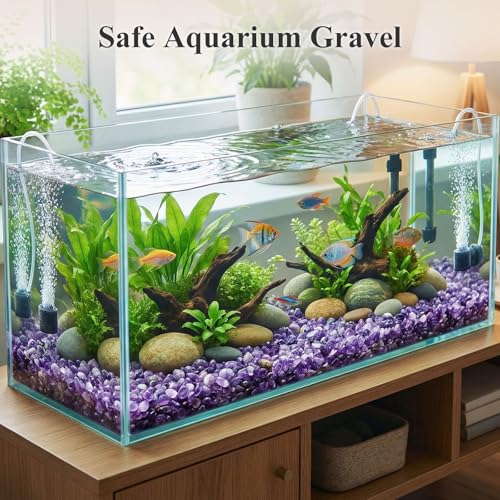 JOHOUSE 1 LB Amethyst Chips, Quartz Crystals, Polished Stone Vase Filler | Irregular Shaped Succulent Rocks for Plants Indoor, Betta Fish Tank Gravel, Table Scatter and DIY Crafts - color: Purple