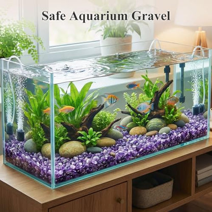 JOHOUSE 1 LB Amethyst Chips, Quartz Crystals, Polished Stone Vase Filler | Irregular Shaped Succulent Rocks for Plants Indoor, Betta Fish Tank Gravel, Table Scatter and DIY Crafts - color: Purple