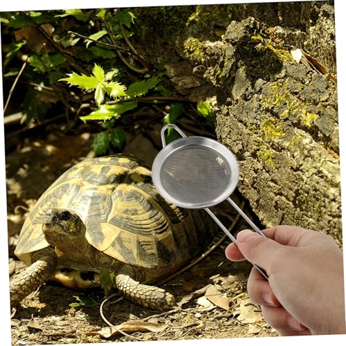 Kisangel 2PCS Reptile Sand Shovel Set Fine Mesh Litter Scoop for Bearded Dragons Desert Lizards and Small Animals Stainless Steel Sand Filtering Tool Long Handle