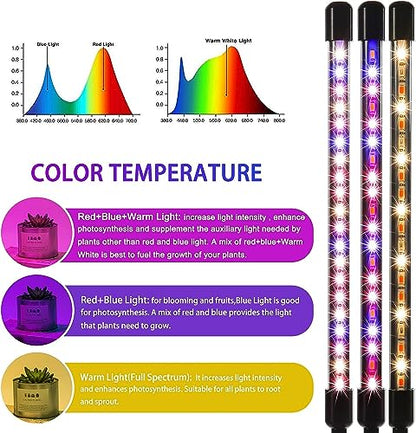 LED Grow Lights for Indoor Plants 2-Pack, Full Spectrum & Red Blue Spectrum Plant Growing Lamps with 3/9/12H Timer, 10 Brightness Levels, Clip-on Desk Plant Lights for Seedlings, Succulents, Flowers - size: 4 heads 2 pack