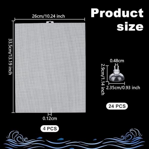 OLYCRAFT 4Pcs Fish Tank Divider 13x10 Inch Aquarium Divider with 24pcs Suction Cup White Aquarium Filter Bottom Tray Cuttable Aquarium Divider Fish Tank Separator for Fish Tank Divide Mixed Breeding