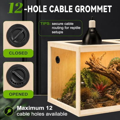 120 Gallon Reptile Tank with Leg Stand, Bearded Dragon Tank, 4x2x2 Reptile Enclosure with Clear Tempered Glass Side Panels, Front Sliding Doors and Ventilated Mesh Roof, Oak - color: Oak