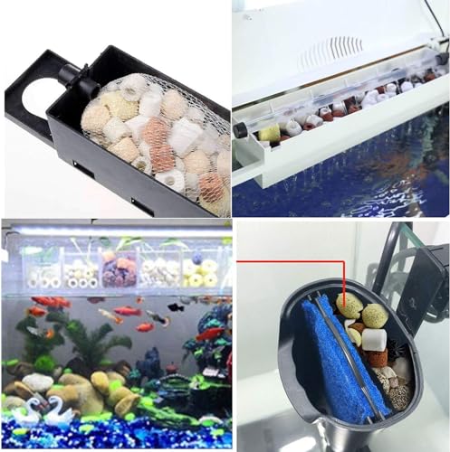 2.2lb Aquarium bio Media,6 in 1 Ceramic Filter Media | bio filter media for Aquarium Sump Filter Ceramic Rings Activated Carbon Bio Balls bio Balls Ceramic Rings Set with mesh Bag