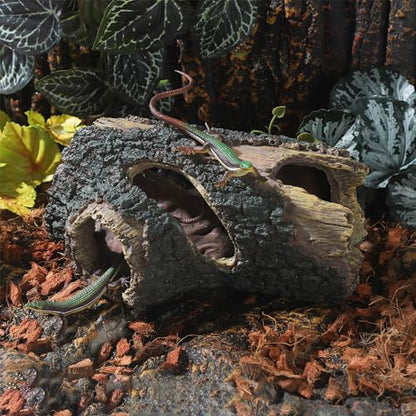 IBWell Aquarium Wood Fish Tank Decorations，Resin Fake Logs Terrarium DÉCor, Reptile Hide Aquarium Hideout for Fish Cave, Small Turtles, to 20 Gallon Tank - size: 8.3"*3.5"*15.9"