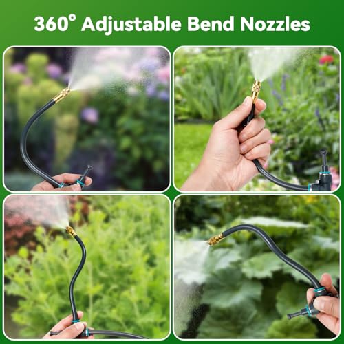 360°Adjustable Drip Irrigation System,100FT Irrigation System for Garden | 16 Copper Nozzles,82Pcs Automatic Misting Sprinkler,5/16" Tubing, Ideal for Raised Bed, Patio,Lawn, and Yard Care Projects - size: 100FT