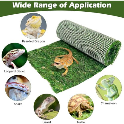 2 PCS Reptile Carpet Cuttable Terrarium Mat Artificial Moss Reptile Liner Green Substrate Flooring Bearded Dragon Tank Accessories for Leopard Gecko Lizard Snake Tortoise (11.81" x 23.62") - size: 11.81" x 23.62"(2 Pcs）