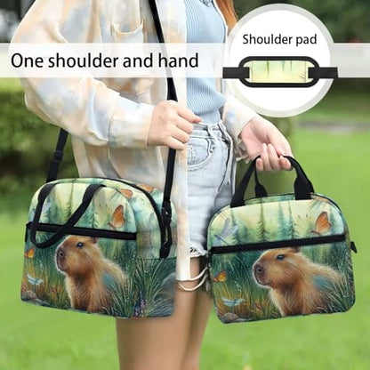 Capybara Lunch Box for Boys Lunch Bag Butterfly Insulated Lunch Bag Outdoor Camping Lunch Tote Bag Cute Picnic Lunchbag with Lunch Box for Boys Lunch Container - color: Capybara Butterfly