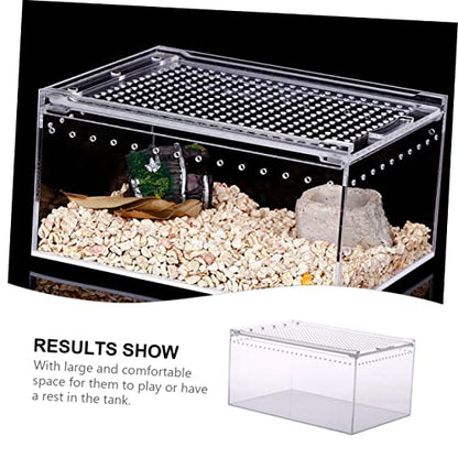 Climbing Pet Feeding Box Transparent Leak Reptile Breeding Container for Spiders Geckos Frogs Snakes for Safe Transport Habitat Observation