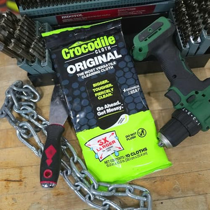 Crocodile Cloth Original Cleaning Wipes – 480 Count (48 Packs of 10 Count) 15” x 10” Hand & Tool Industrial Cleaning Wipes – Perfect for Businesses and Contractors, Safe on Hands & Skin