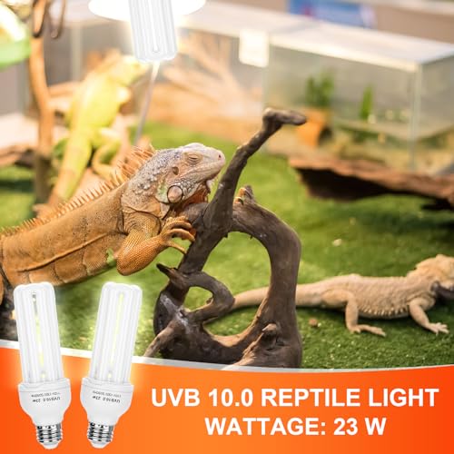 4 Pack UVB Reptile Light Bulb 23w 10.0 UVB Bulb for Desert Reptiles Pet Light for Turtle Compact Fluorescent Terrarium Lamp for Bearded Dragon, Lizard, Tortoise, Iguanas, Snake, Gecko