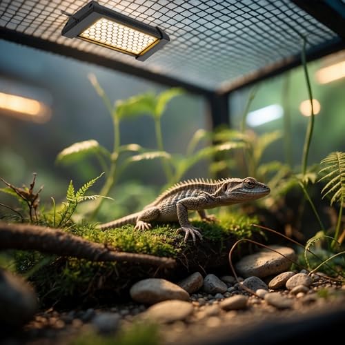 Dimmable LED Reptile UVB Lamp, 8000 Hours UVB Duration for Much Longer Lifespan, Adjustable 4/8/12-Hour Cycles, Suitable for Tortoise and Gecko, 4W, S Size - size: 5INCH