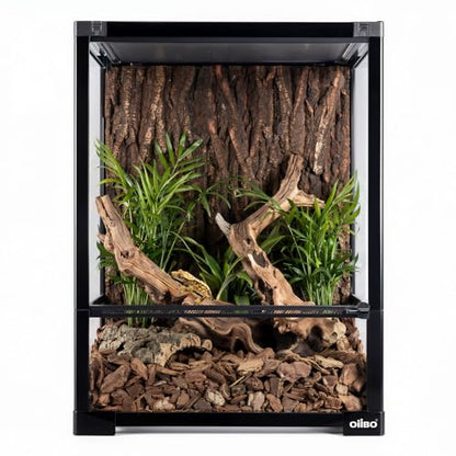 34 Gallon Reptile Tempered Glass Terrarium, 18" x 18" x 24" Rainforest Reptile Habitat Tank with Sliding Single Door, Removable Glass Door Reptile Terrarium with Top Screen Mesh Ventilation - size: 18" x 18" x 24"