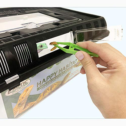 Happy Habitat (Large) - Ventilated Enclosure & Breeder Box - for Live Feeder Insects, Reptiles, Amphibians & Other Small Pets - Durable Plastic Portable Terrarium - size: Large