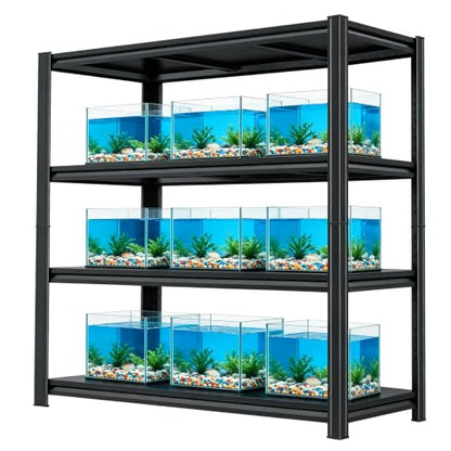 Aquarium Stand Fish Tank Stand 1600LBS Metal Shelving Adjustable Heavy Duty Storage Shelves Display Shelves Utility Shelf for Turtle Tank, Reptile Terrarium, 54" H×45.28" W×19.69" D, Black - size: 54" H×45.28" W×19.69" D