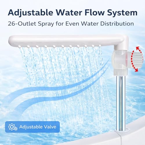 Bearded Dragon Tank Accessories Pool with Water Fountain Flow Control Valve | Foldable reptile bath pool and water fountain with 26-hole rain shower, quiet 5V pump.for bearded dragons, lizards, turtles