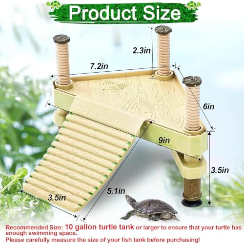 Floating Turtle Basking Platform with Ramp,Adjustable Reptile Dock for Aquarium Tank,Sunbathing Resting Area for Aquatic Turtles,Frogs,and Salamanders Turtle Tank Accessories