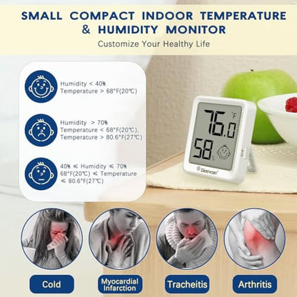 Geevon 6 Pack Mini Digital Hygrometer Gauge Indoor Thermometer – LCD Monitor Temperature with Comfort Index,Outdoor Humidity Meter for Home House Office Garden and Cellar - size: 6 pack, style: Modern