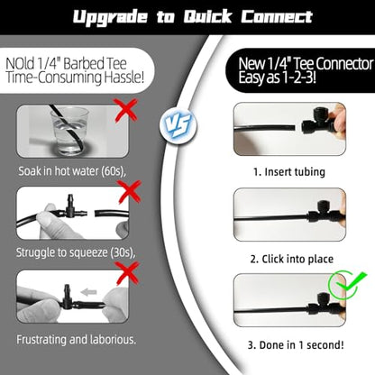 30 Pack Quick Connect 1/4" Drip Irrigation Tee Connectors, Universal Tee Fitting for 1/4 Inch Irrigation Tubing, Leak Free Fittings for Sprinkler or Drip Irrigation System - size: 30PCS Tee Connectors