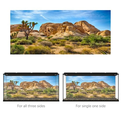8x6ft Bearded Dragon Tank Background Durable Polyester Terrarium Background | Joshua Tree National Park Desert Cactus Sandstone Backdrop for Reptile Habitat Tank - size: 8x6ft
