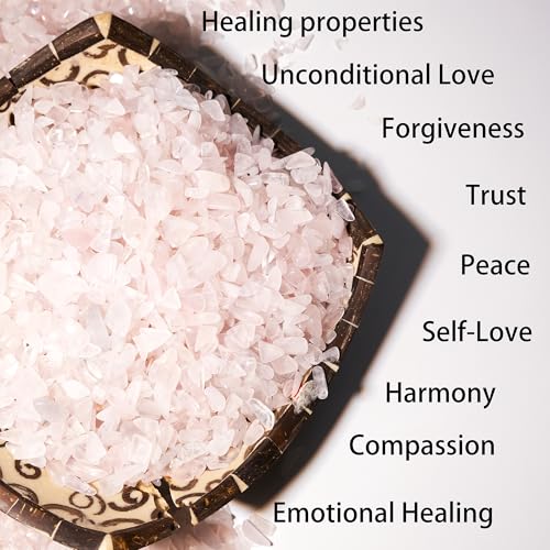 Rose Quartz & Clear Quartz Chips Bulk 1lb, 1200+ Pieces, 5-8mm Natural Gemstones - color: Rose Quartz, size: 1LB