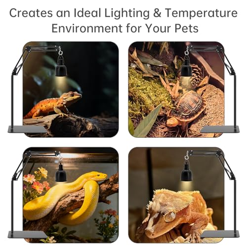 RTNLIT Reptile Lamp Stand - 15.7" to 65.9" Adjustable Height | 360° Swing Arm, Metal Bracket Floor Heat Light Holder, For Bearded Dragon Lizards Turtles Snake and Chicks - size: 16-inch to 66-inch