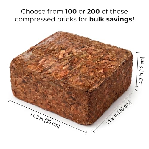 Coco Husk Chips Bricks Bulk 100 or 200 Pack (11 lb / 5 kg Each) – Pre-Washed, Low EC Coconut Substrate for Orchids, Aroids & Hydroponics – Expands 7X – Mulch, Potting Mix & Reptile Bedding (100)