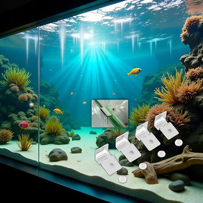 4Pcs Pssopp Aquarium Cover Bracket, Fish Glass Cover Clip Stainless Steel Aquarium Glass Covers Support Bracket Holders Universal Lid Clips for Rimless Aquariums(5mm) - color: 5mm