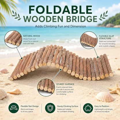 HERCCOCCI Hermit Crab Accessories, Hermit Crab Toys Flexible Climbing Bridge Reptile Hammock Habitat Decor for Hermit Crabs Leopard Geckos Crested Tortoise Snake