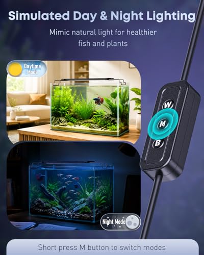 Pawfly 18 W Aquarium LED Light for 24 to 30 Inch Extendable Fish Tank Light with Full Spectrum Brilliant White Blue Red Lights with Daytime & Night Modes Timer Auto On/Off Adjustable Brightness - color: Basic with Timer, size: 24"-30"