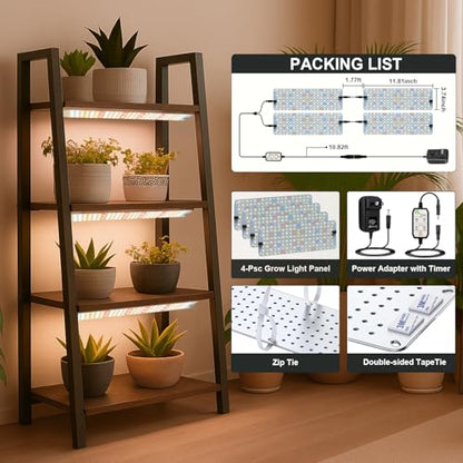 GHodec 40W Panel Grow Lights for Indoor Plants,544LEDs Full Spectrum Grow Lights for Under Cabinet Plant, Grow Lamp with 4/8/12H Timer,5 Dimmable Levels for Plants Growing (4Pack) - size: 4Pack