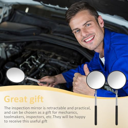 Telescoping Inspection Mirror, 360 Rotation Flexible Inspection Mirror Circular Inspection Mirror with Retractable Handle Round Inspection Mirrors for Checking Vehicle Condition(Dia-4 Inch) - size: Dia-4 Inch