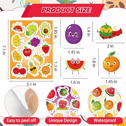 312Pcs Fruit Stickers, Self Adhesive Fruit Theme Sticker Pineapple Apple Strawberry Stickers for Scrapbooks Envelopes Cards Gifts Crafts Party Favors Class Rewards - style: Fruit