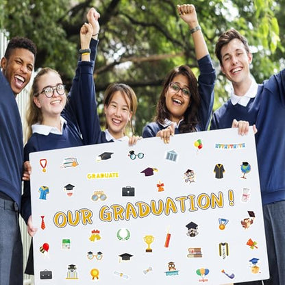 351 Pcs Graduation Stickers, Cute Class of 2026 Graduation Stickers Self-Adhesive Congrats Grad Sticker for Craft Supplies Classroom Rewards Grad Party Favors Wrap Decor - style: Graduation
