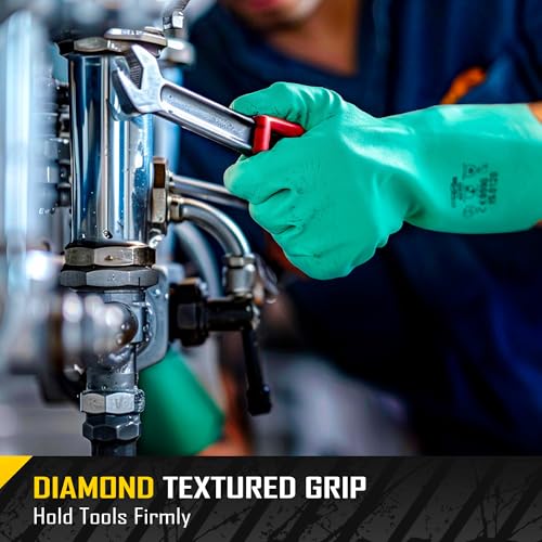 COOLJOB 18 Mil Chemical Resistant Nitrile Gloves 13" Long, Resist Household Acid, Alkali, Solvent and Oil, Latex Rubber Free - size: X-Large, style: Pack of 12