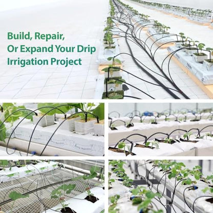 RedChili 260 Pack Drip Irrigation Fittings Kit for 1/4" Tubing, Complete Set with Drip System Barbed Connectors (Misting Nozzles, Nozzle Tees, Single Barbs, Couplings, Tees, Elbows, Plugs, Crosses) - size: 1/4" Connection Kit-260P
