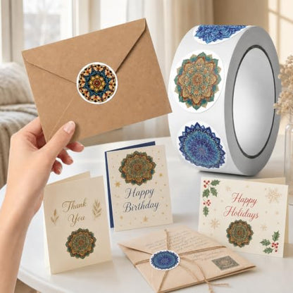 500Pcs Mandala Stickers, Waterproof Decal Bottles, Laptops Crafts 8 Styles | 500Pcs/Roll mandala stickers; waterproof self-adhesive accents for packaging, envelopes, crafts, gifts, or parties. - color: 500pcs- 10 Styles Mandala