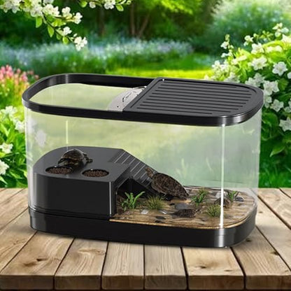 Reptile Enclosure Habitat Enclosure for Reptile | Gecko Terrarium Tank for Spider Chameleon Tarantula Bearded Dragon Frog Snack Gecko Tortoise - color: Black