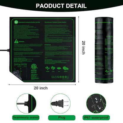 20"x20" Durable Seedling Heat Mat for Seed Starting and Germination | Waterproof Warm Hydroponic Heating Pad with ETL Certified for Indoor Plant Gardening and Cutting, Brewing and Greenhouse - style: 20"x20" Heat Mat -Upgrade Version